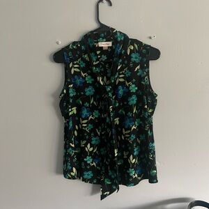 Calvin Klein Black and Blue Floral Blouse